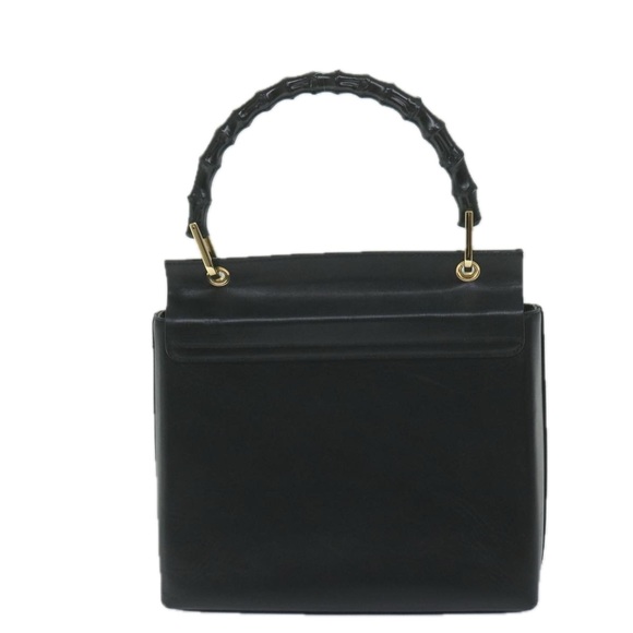 GUCCI Bamboo Hand Bag Leather Black 001 3444 1887 Auth 61693 - Picture 2 of 16